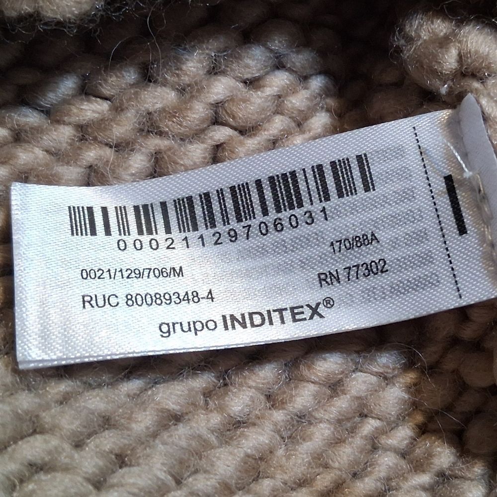 ZARA Mink Limited Edition Chunky Knit Sequin Distressed Sweater Taupe  Medium - Picture 3 of 9